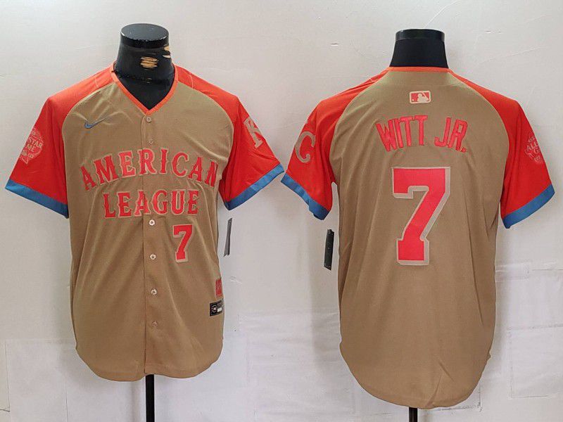 Men Kansas City Royals #7 Witt jr Orange All star 2024 Nike MLB Jersey style 5->kansas city royals->MLB Jersey